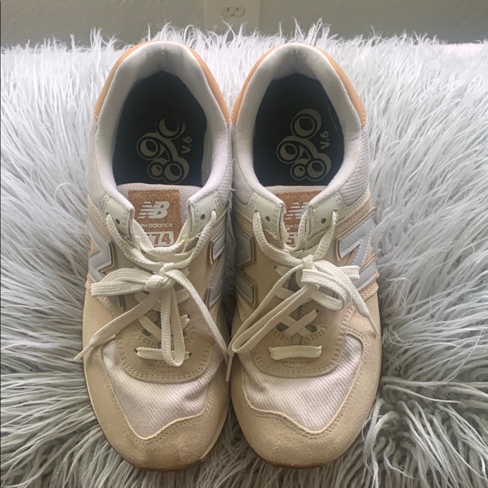 New Balance Cream and White Retro-Inspired Sneakers